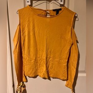 Yellow Long sleeve with shoulder cut outs, Medium, Forever 21 ,